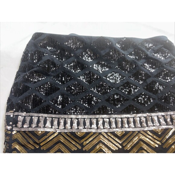 Express Womens Small Black Stretch Knit Aztec Sequin Embellished Mini Skirt BL - Picture 4 of 7